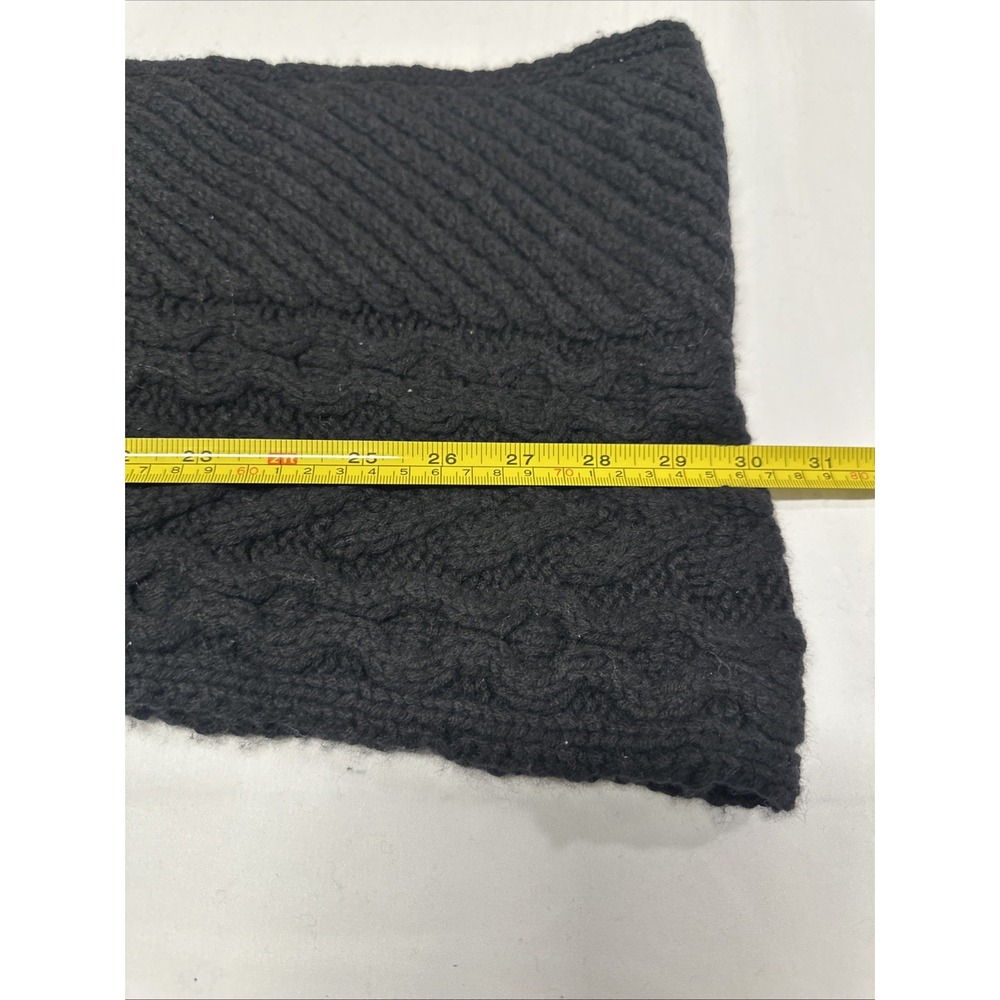 Coach 84061 Women's Cowl Infinity Legacy Aran Cable Knit Scarf Wrap Black Fuzzy - Picture 6 of 6